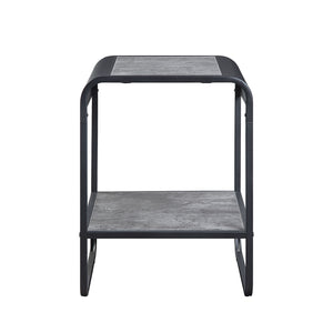 English Elm Metal Frame End Table With Open Shelf, Concrete Gray Top & Sturdy Black Metal Base For Modern Spaces B016P323423