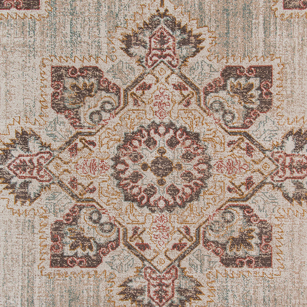 Homeroots 7' X 9' Beige And Rust Medallion Power Loom Area Rug  Polypropylene 532100