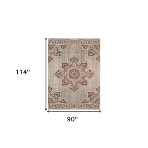 Homeroots 7' X 9' Beige And Rust Medallion Power Loom Area Rug  Polypropylene 532100