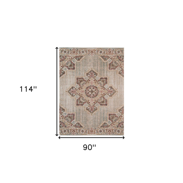 Homeroots 7' X 9' Beige And Rust Medallion Power Loom Area Rug  Polypropylene 532100