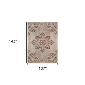 Homeroots 9' X 12' Beige And Rust Medallion Power Loom Area Rug  Polypropylene 532101