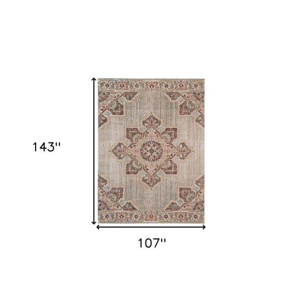 Homeroots 9' X 12' Beige And Rust Medallion Power Loom Area Rug  Polypropylene 532101