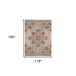 Homeroots 10' X 14' Beige And Rust Medallion Power Loom Area Rug  Polypropylene 532102