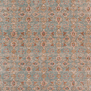 Homeroots 6' Teal Red And Orange Oriental Power Loom Worn Faded Round Rug  Polypropylene 532115