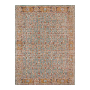 Homeroots 7' X 9' Teal Red And Orange Floral Power Loom Area Rug  Polypropylene 532116