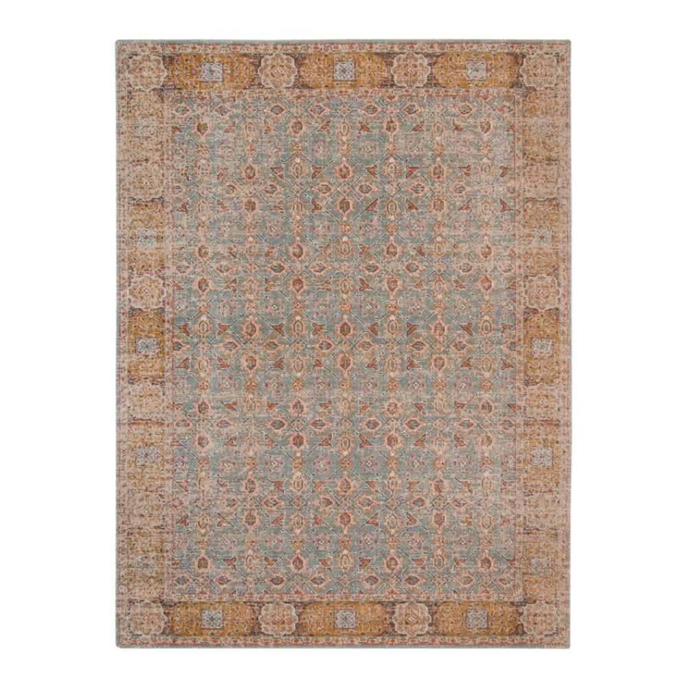 HomeRoots 6' Vibrant Floral Area Rug in Teal, Red, and Orange – Stylish, Durable, and Easy-Care Decor Solution 9' X 12' 532117