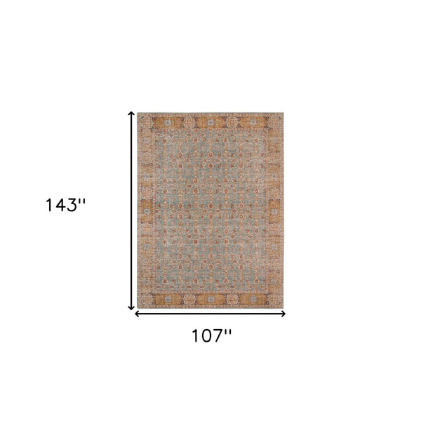 Homeroots 9' X 12' Teal Red And Orange Floral Power Loom Area Rug  Polypropylene 532117