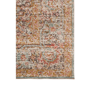 HomeRoots 4' Medallion Area Rug in Teal, Red, and Orange - Durable, Stain-Resistant, Stylish for High Traffic Areas 7' X 9' 532132