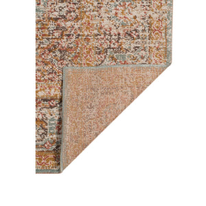 HomeRoots 4' Medallion Area Rug in Teal, Red, and Orange - Durable, Stain-Resistant, Stylish for High Traffic Areas 7' X 9' 532132