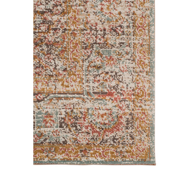 HomeRoots 4' Medallion Area Rug in Teal, Red, and Orange - Durable, Stain-Resistant, Stylish for High Traffic Areas 9' X 12' 532133