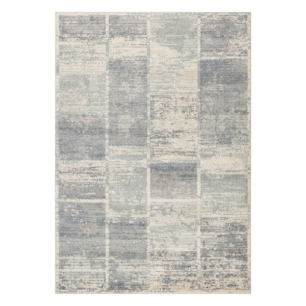 HomeRoots 10' Geometric Runner Rug in Gray, Light Blue & Ivory – Stylish, Durable & Easy-Care for High-Traffic Areas 10' Runner 532136