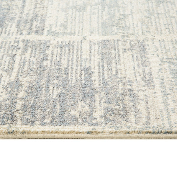 HomeRoots 10' Geometric Runner Rug in Gray, Light Blue & Ivory – Stylish, Durable & Easy-Care for High-Traffic Areas 5' X 8' 532137