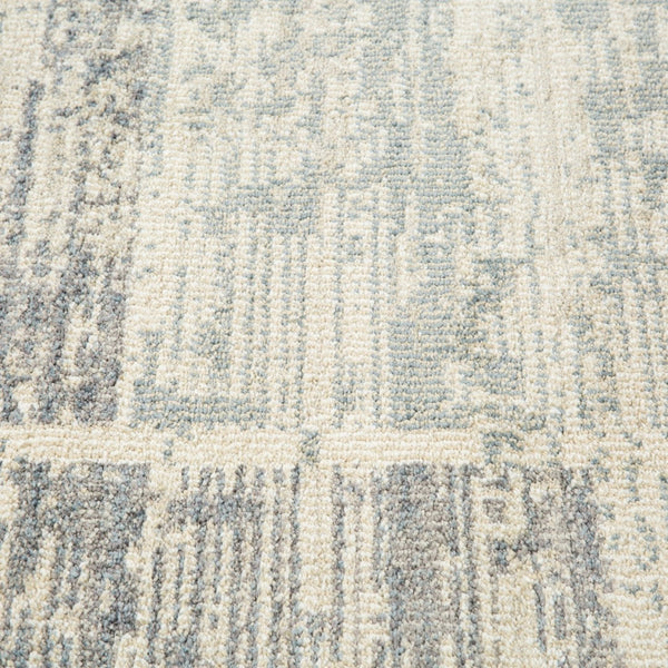 HomeRoots 10' Geometric Runner Rug in Gray, Light Blue & Ivory – Stylish, Durable & Easy-Care for High-Traffic Areas 5' X 8' 532137