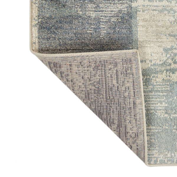 HomeRoots 10' Geometric Runner Rug in Gray, Light Blue & Ivory – Stylish, Durable & Easy-Care for High-Traffic Areas 9' X 12' 532140