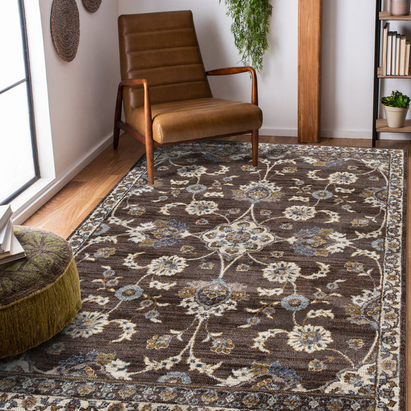 Homeroots 5' X 8' Ivory Blue And Brown Floral Power Loom Area Rug  Polypropylene 532149