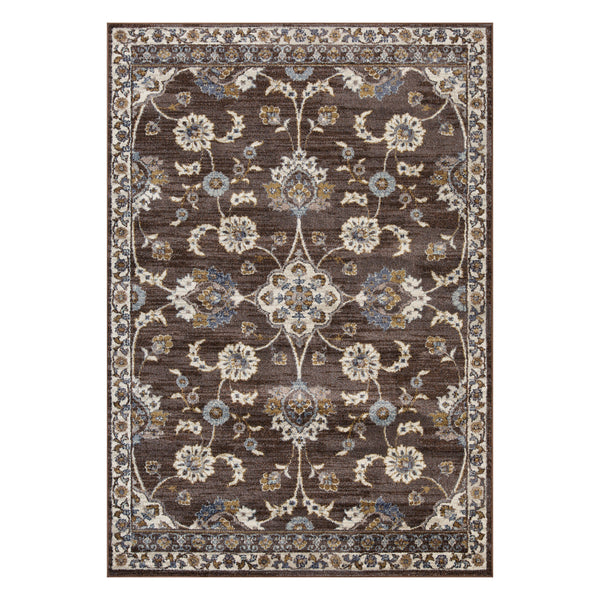 Homeroots 6' X 9' Ivory Blue And Brown Floral Power Loom Area Rug  Polypropylene 532150