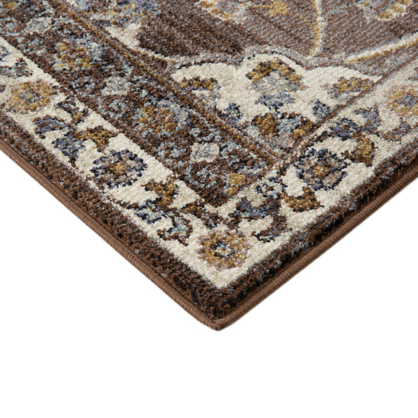 Homeroots 6' X 9' Ivory Blue And Brown Floral Power Loom Area Rug  Polypropylene 532150