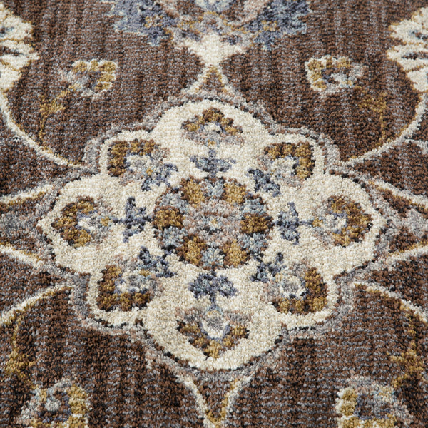 Homeroots 6' X 9' Ivory Blue And Brown Floral Power Loom Area Rug  Polypropylene 532150