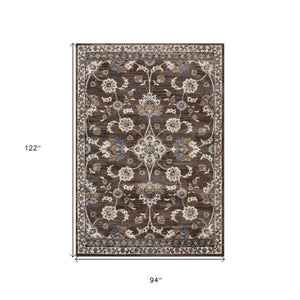 Homeroots 8' X 10' Ivory Blue And Brown Floral Power Loom Area Rug  Polypropylene 532151