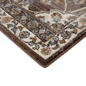 HomeRoots 10' Elegant Floral Runner Rug in Ivory, Blue, and Brown – Durable, Stain-Resistant Design for Hallways 9' X 12' 532152