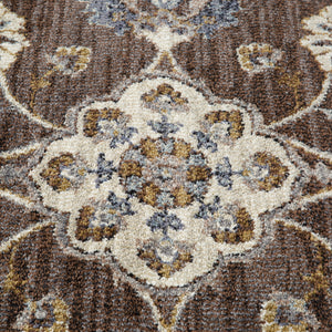 Homeroots 9' X 12' Ivory Blue And Brown Floral Power Loom Area Rug  Polypropylene 532152