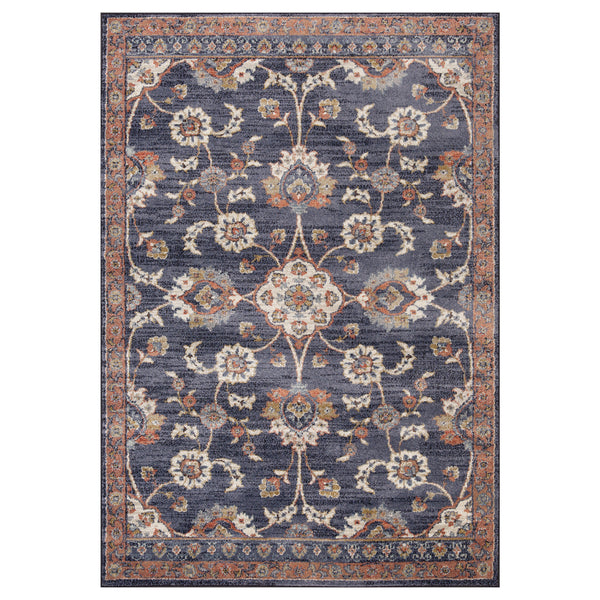 Homeroots 8' X 10' Ivory Navy And Orange Floral Power Loom Area Rug  Polypropylene 532157