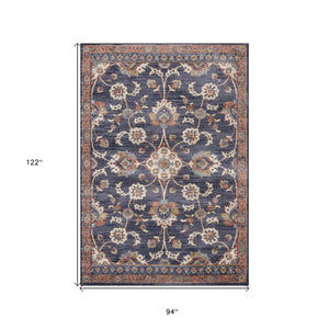 Homeroots 8' X 10' Ivory Navy And Orange Floral Power Loom Area Rug  Polypropylene 532157