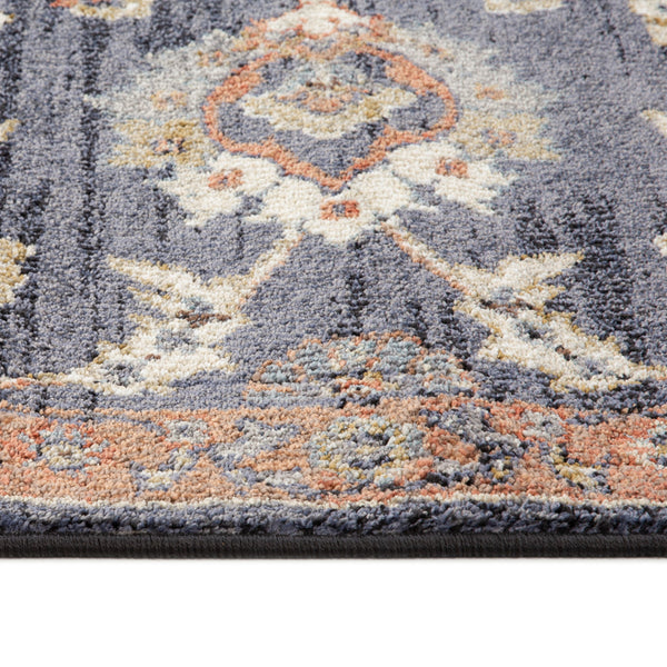 Homeroots 9' X 12' Ivory Navy And Orange Floral Power Loom Area Rug  Polypropylene 532158