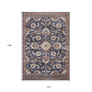 HomeRoots 10' Elegant Floral Runner Rug in Ivory, Blue, and Brown – Durable, Stain-Resistant Design for Hallways 9' X 12' 532158