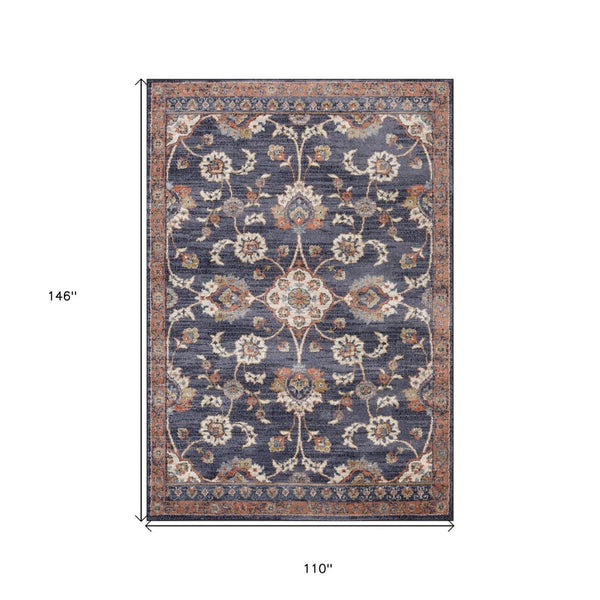HomeRoots 10' Elegant Floral Runner Rug in Ivory, Blue, and Brown – Durable, Stain-Resistant Design for Hallways 9' X 12' 532158