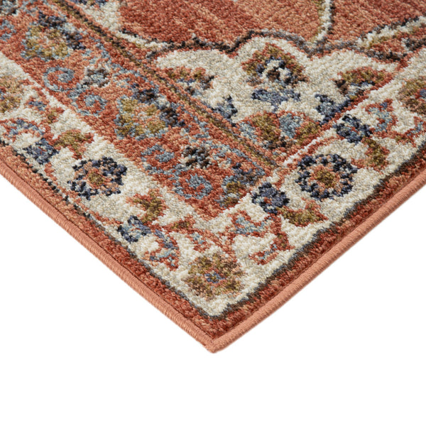 Homeroots 10' Ivory Blue And Orange Floral Power Loom Runner Rug  Polypropylene 532160