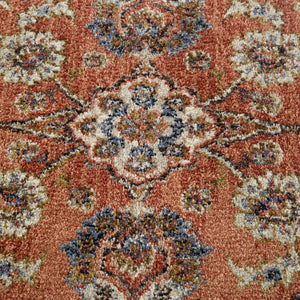 Homeroots 5' X 8' Ivory Blue And Orange Floral Power Loom Area Rug  Polypropylene 532161