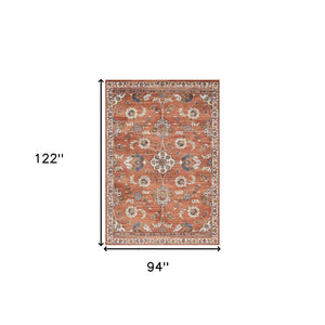 Homeroots 8' X 10' Ivory Blue And Orange Floral Power Loom Area Rug  Polypropylene 532163
