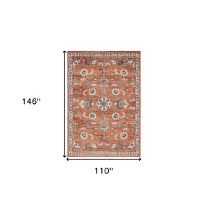 Homeroots 9' X 12' Ivory Blue And Orange Floral Power Loom Area Rug  Polypropylene 532164