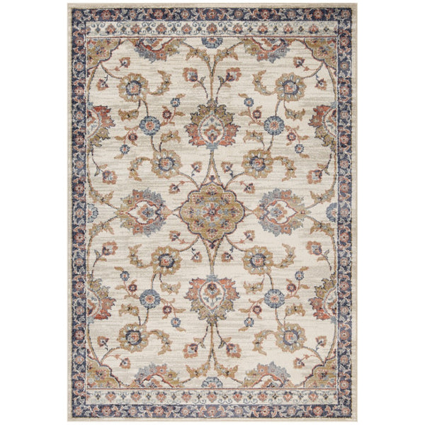 HomeRoots 10' Elegant Floral Runner Rug in Ivory, Blue, and Brown – Durable, Stain-Resistant Design for Hallways 10' Runner 532166