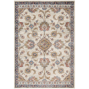 Homeroots 10' Ivory Navy And Orange Floral Power Loom Runner Rug  Polypropylene 532166