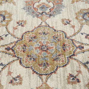 Homeroots 5' X 8' Ivory Navy And Orange Floral Power Loom Area Rug  Polypropylene 532167