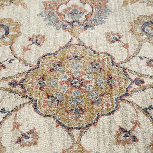 Homeroots 6' X 9' Ivory Navy And Orange Floral Power Loom Area Rug  Polypropylene 532168
