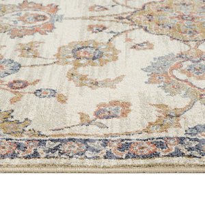 Homeroots 8' X 10' Ivory Navy And Orange Floral Power Loom Area Rug  Polypropylene 532169