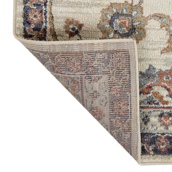 Homeroots 8' X 10' Ivory Navy And Orange Floral Power Loom Area Rug  Polypropylene 532169