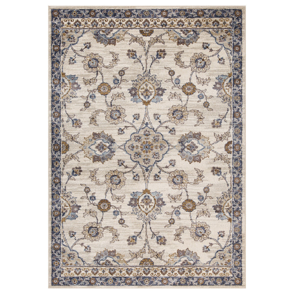 Homeroots 6' X 9' Ivory Charcoal And Navy Floral Power Loom Area Rug  Polypropylene 532174