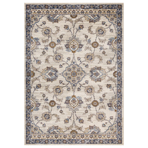 Homeroots 9' X 12' Ivory Charcoal And Navy Floral Power Loom Area Rug  Polypropylene 532176
