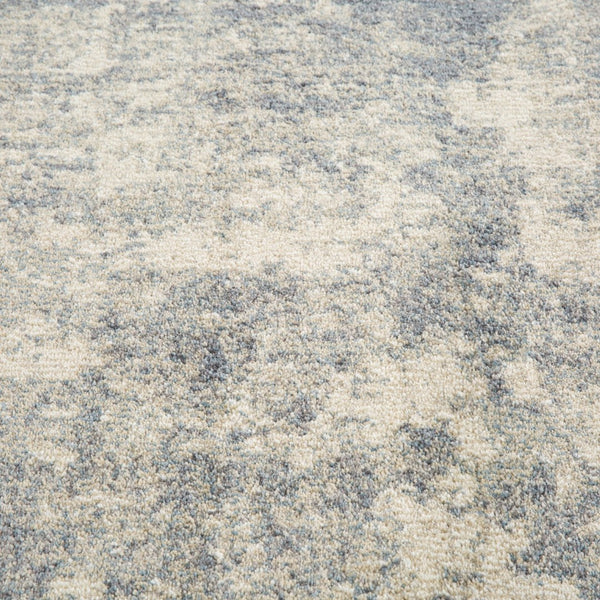 HomeRoots 10' Abstract Light Gray, Blue, and Ivory Runner Rug - Durable, Stain-Resistant Design for High-Traffic Areas 10' Runner 532178