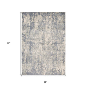 HomeRoots 10' Abstract Light Gray, Blue, and Ivory Runner Rug - Durable, Stain-Resistant Design for High-Traffic Areas 5' X 8' 532179