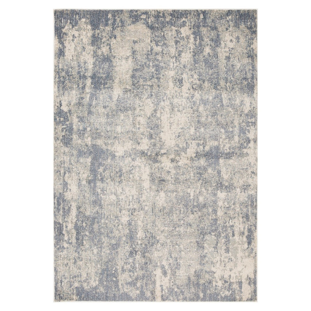 HomeRoots 10' Abstract Light Gray, Blue, and Ivory Runner Rug - Durable, Stain-Resistant Design for High-Traffic Areas 6' X 9' 532180