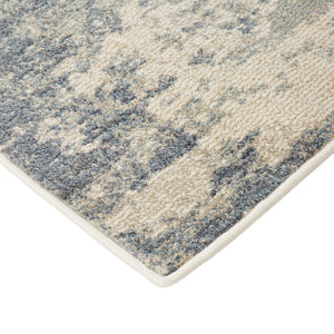HomeRoots 10' Abstract Light Gray, Blue, and Ivory Runner Rug - Durable, Stain-Resistant Design for High-Traffic Areas 9' X 12' 532182