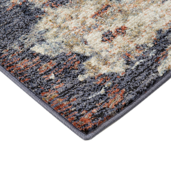 HomeRoots 10' Abstract Light Gray, Blue, and Ivory Runner Rug - Durable, Stain-Resistant Design for High-Traffic Areas 10' Runner 532184