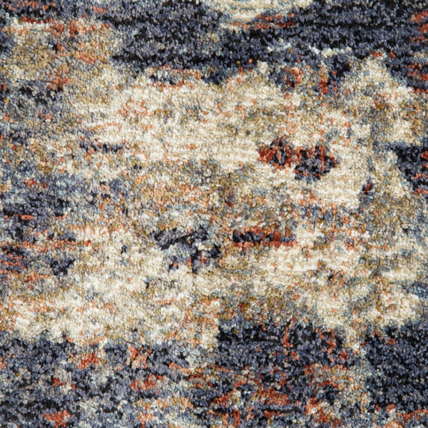 HomeRoots 10' Abstract Light Gray, Blue, and Ivory Runner Rug - Durable, Stain-Resistant Design for High-Traffic Areas 6' X 9' 532186