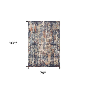 HomeRoots 10' Abstract Light Gray, Blue, and Ivory Runner Rug - Durable, Stain-Resistant Design for High-Traffic Areas 6' X 9' 532186