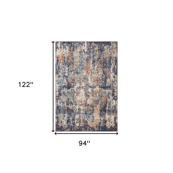 HomeRoots 10' Abstract Light Gray, Blue, and Ivory Runner Rug - Durable, Stain-Resistant Design for High-Traffic Areas 8' X 10' 532187